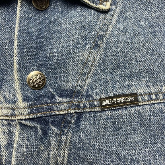 Vintage 90’s Harley Davidson Denim Jean Jacket Size Small Bike Made in USA - Picture 3 of 9